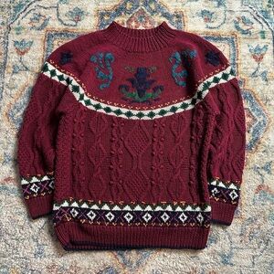 Vintage Cape Isle Knitters Cable Knit Abstract Sweater Small